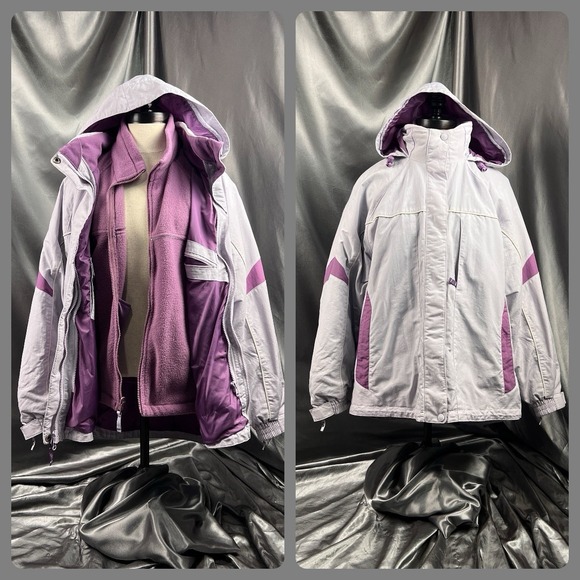 Y2K Cabela's Women's XL Interchange 3-in-1 Jacket Purple Fleece Liner Waterproof - Picture 1 of 17